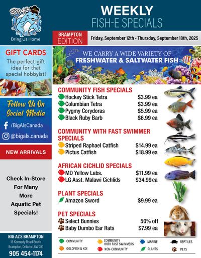 Big Al's (Brampton) Weekly Specials September 12 to 18