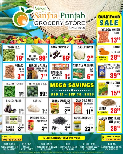 Sanjha Punjab Grocery Store Flyer September 12 to 18