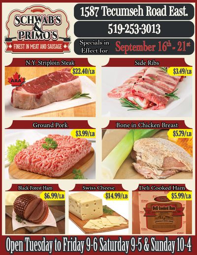 Schwab's & Primo's Flyer September 16 to 21
