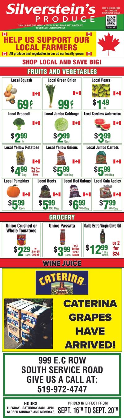 Silverstein's Produce Flyer September 16 to 20