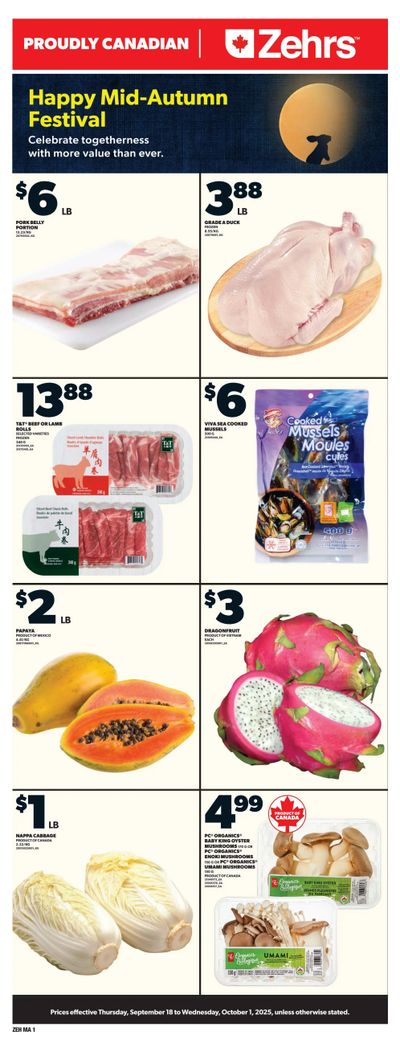 Zehrs Happy Mid-Autumn Festival Flyer September 18 to October 1