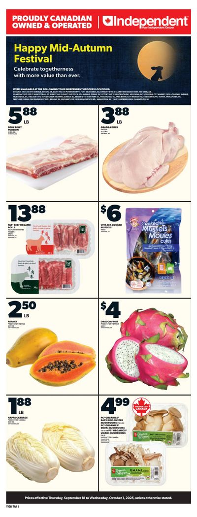 Independent Grocer (West) Happy Mid-Autumn Festival Flyer September 18 to October 1