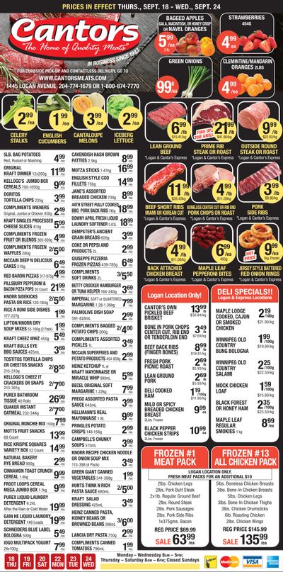 Cantor's Meats Flyer September 18 to 24