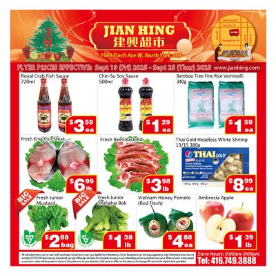 Jian Hing Supermarket (North York) Flyer September 19 to 25