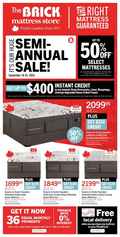 The Brick Mattress Store Flyer September 19 to 22