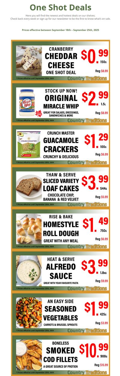 Country Traditions One-Shot Deals Flyer September 18 to 25