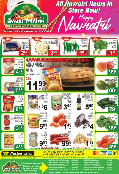 Sabzi Mandi Supermarket (Lower Mainland) Flyer September 19 to 24