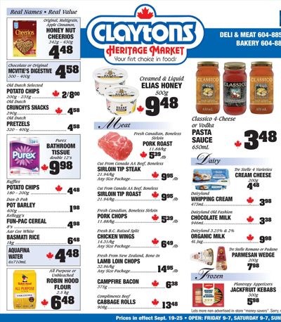 Claytons Heritage Market Flyer September 19 to 25