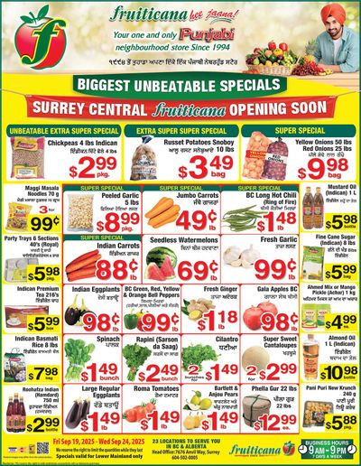 Fruiticana (Greater Vancouver) Flyer September 19 to 24