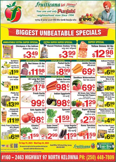 Fruiticana (Kelowna) Flyer September 19 to 24