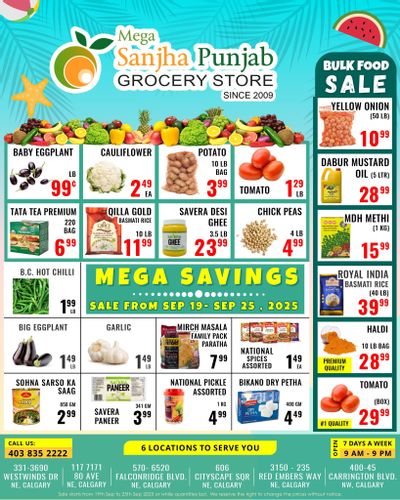 Sanjha Punjab Grocery Store Flyer September 19 to 25