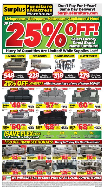 Surplus Furniture & Mattress Warehouse (Thunder Bay) Flyer September 22 to 28