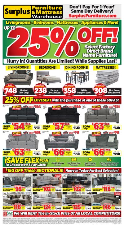 Surplus Furniture & Mattress Warehouse (St. John's, Corner Brook, Grand Falls Windsor) Flyer September 22 to 28