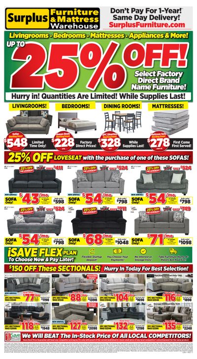 Surplus Furniture & Mattress Warehouse (Calgary, Edmonton) Flyer September 22 to 28