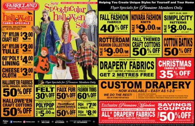 Fabricland (Kitchener, St. Catharines, Welland) Flyer September 22 to October 12