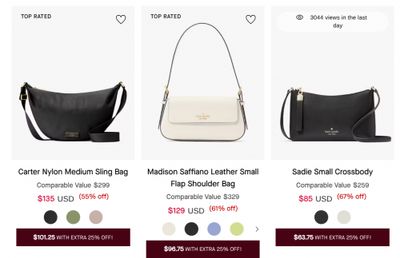 Kate Spade and Kate Spade Outlet Canada: up to 70% off + an Extra 25% off Select Styles