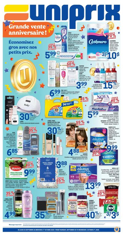 Uniprix Flyer September 25 to October 1
