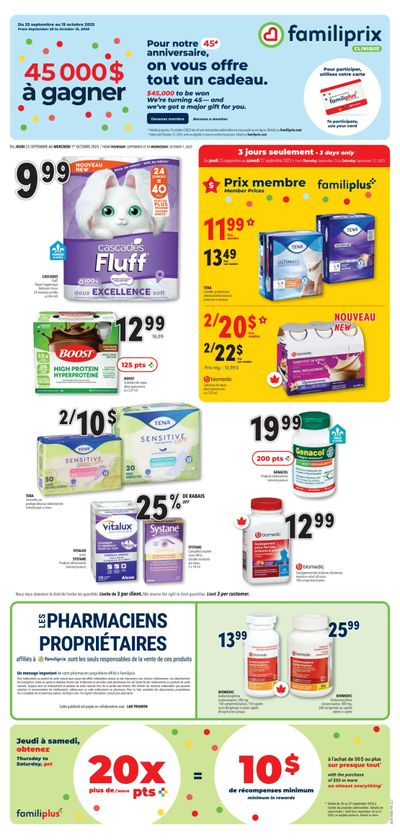 Familiprix Clinique Flyer September 25 to October 1