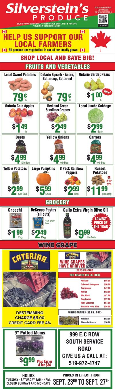 Silverstein's Produce Flyer September 23 to 27