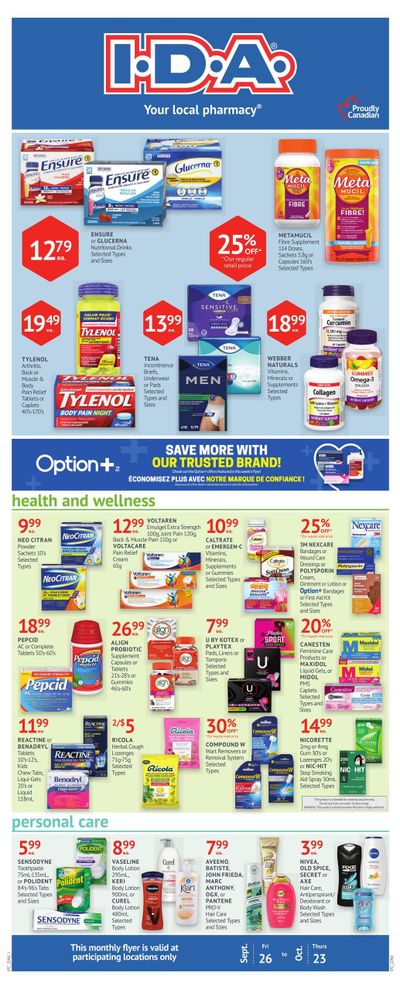 I.D.A. Pharmacy Monthly Flyer September 26 to October 23
