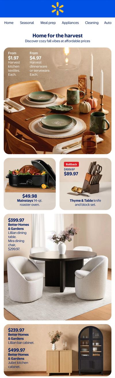 Walmart Home For The Harvest Flyer September 25 to October 22