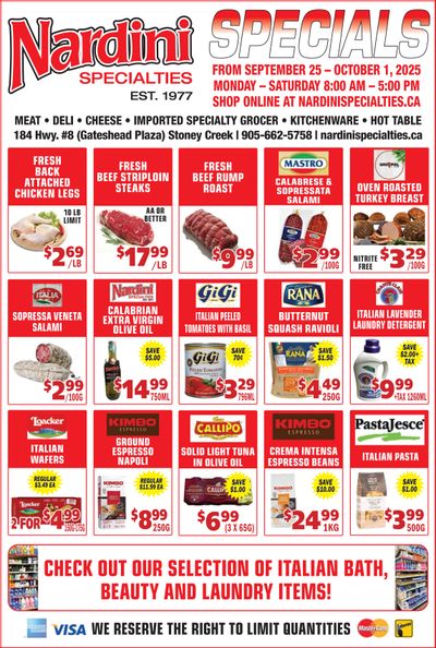 Nardini Specialties Flyer September 25 to October 1