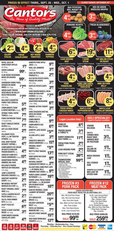 Cantor's Meats Flyer September 25 to October 1