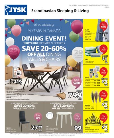 JYSK Flyer September 25 to October 9