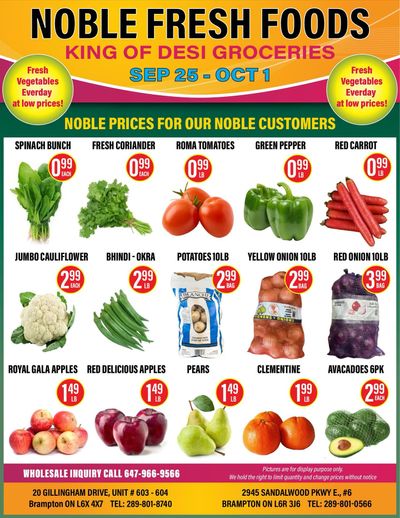 Noble Fresh Foods Flyer September 25 to October 1