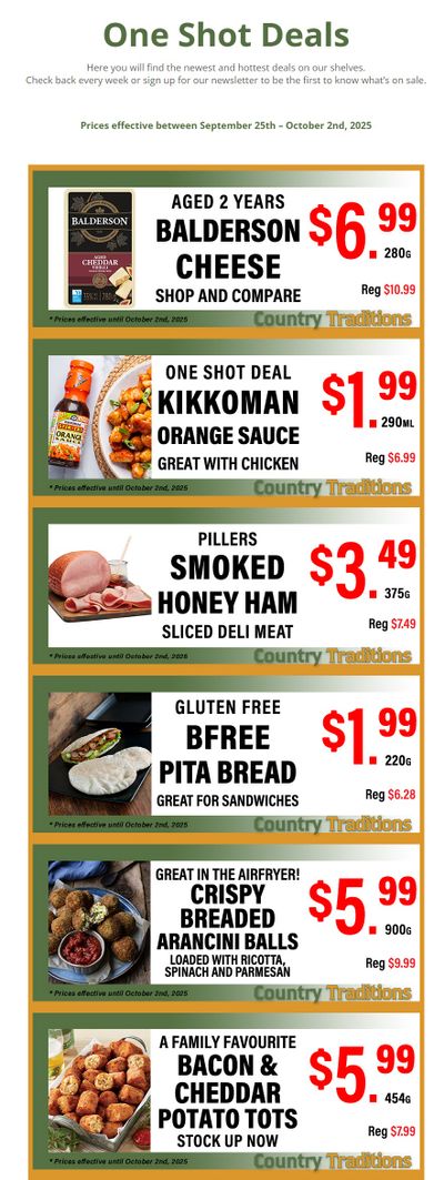 Country Traditions One-Shot Deals Flyer September 25 to October 2