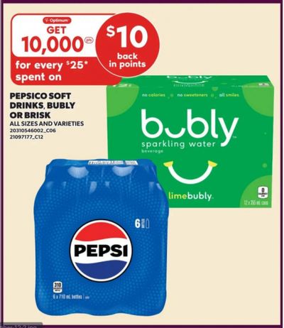 Loblaws Ontario: 10,000 PC Optimum Points For Every $25 Spent on Pepsico Soft Drinks, Bubly, or Brisk