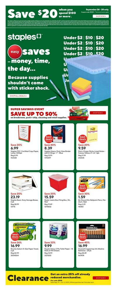 Staples Flyer September 26 to October 2