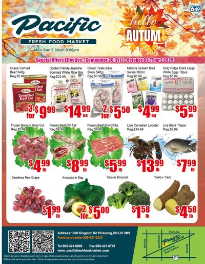 Pacific Fresh Food Market (Pickering) Flyer September 26 to October 2
