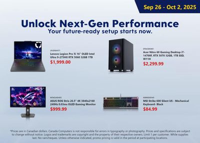 Canada Computers Flyer September 26 to October 2