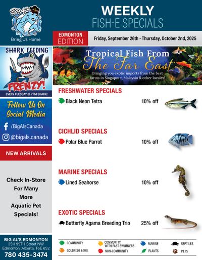 Big Al's (Edmonton) Weekly Specials September 26 to October 2