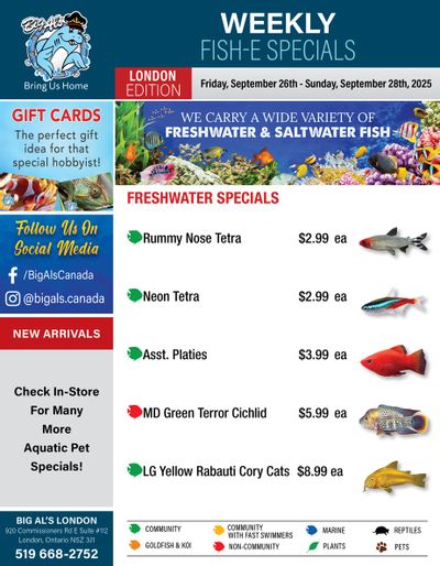 Big Al's (London) Weekend Specials September 26 to 28