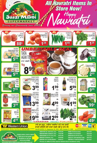 Sabzi Mandi Supermarket (Lower Mainland) Flyer September 26 to October 1