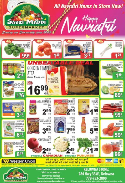 Sabzi Mandi Supermarket (Kelowna) Flyer September 26 to October 1