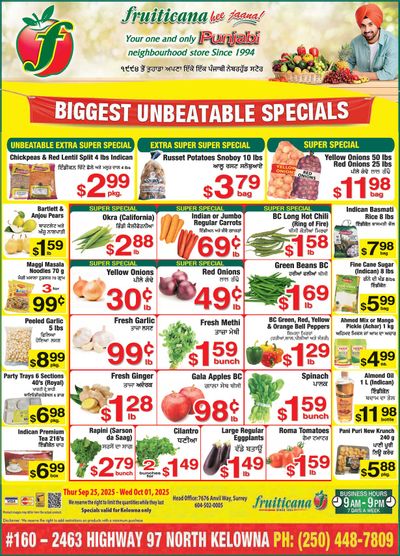 Fruiticana (Kelowna) Flyer September 25 to October 1