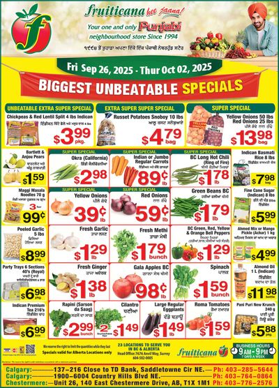 Fruiticana (Calgary) Flyer September 26 to October 2