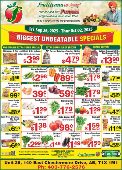 Fruiticana (Chestermere) Flyer September 26 to October 2