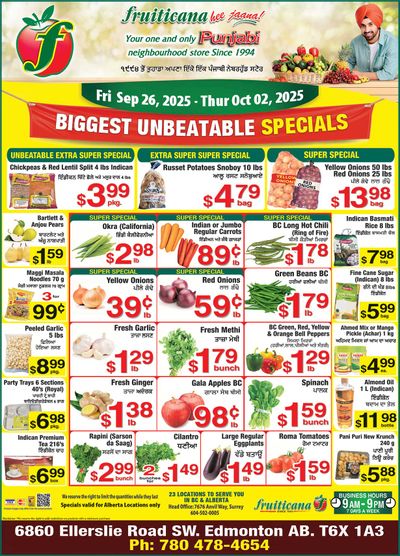 Fruiticana (Edmonton) Flyer September 26 to October 2