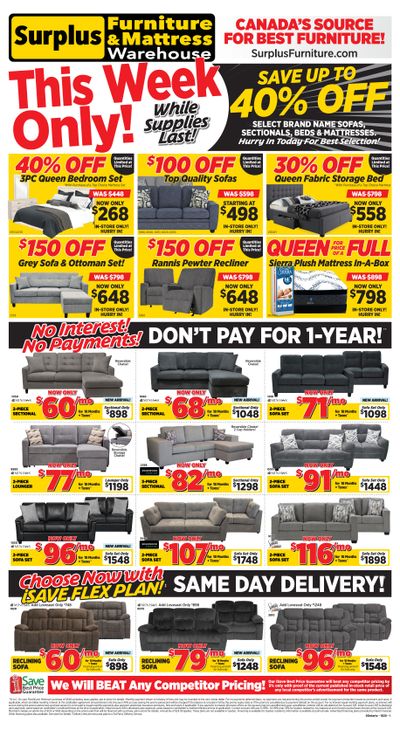 Surplus Furniture & Mattress Warehouse (S. ON) Flyer September 29 to October 5