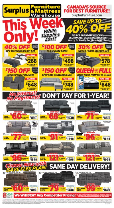 Surplus Furniture & Mattress Warehouse (Calgary, Edmonton) Flyer September 29 to October 5