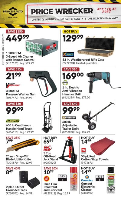 Princess Auto Price Wrecker Flyer October 1 to 31