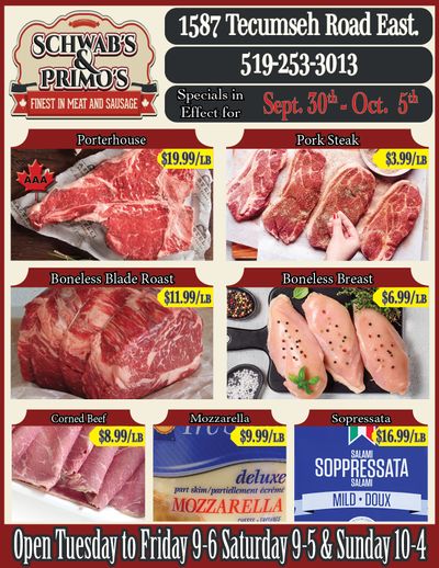 Schwab's & Primo's Flyer September 30 to October 5