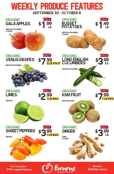 Pomme Natural Market Weekly Produce Flyer September 30 to October 6