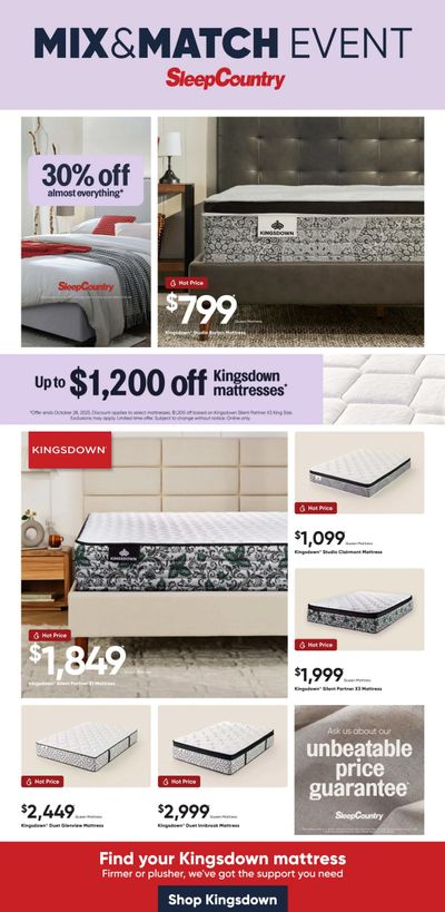 Sleep Country Flyer October 1 to 7