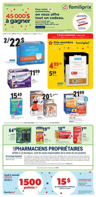 Familiprix Clinique Flyer October 2 to 8