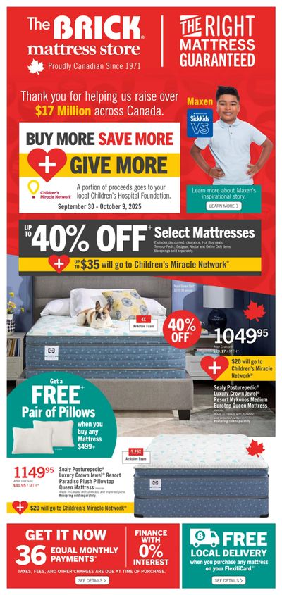 The Brick Mattress Store Flyer September 30 to October 9